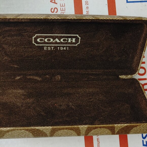 COACH Est. 1941 Hard Clam Shell Eyewear Protective Beige Case Eyeglasses Glasses - Picture 2 of 6